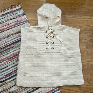 Lou and Grey Cream Knit Hooded Poncho size M